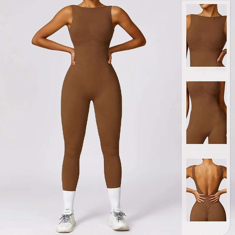 One-piece Sporty Jumpsuit Backless Leggings Women Exercise Clothes