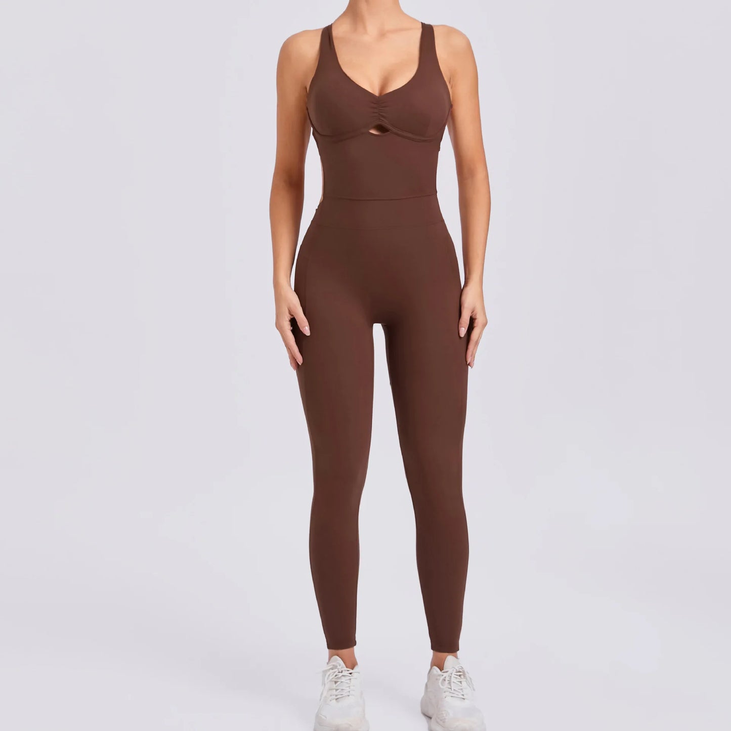 Nylon Yoga Romper Jumpsuit - Women's One-Piece Activewear Sports Bra Set