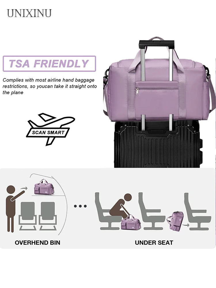 Large Capacity Weekender Travel Bag - Carry-On Duffle with Shoe Compartment for Women, Overnight & Gym Use