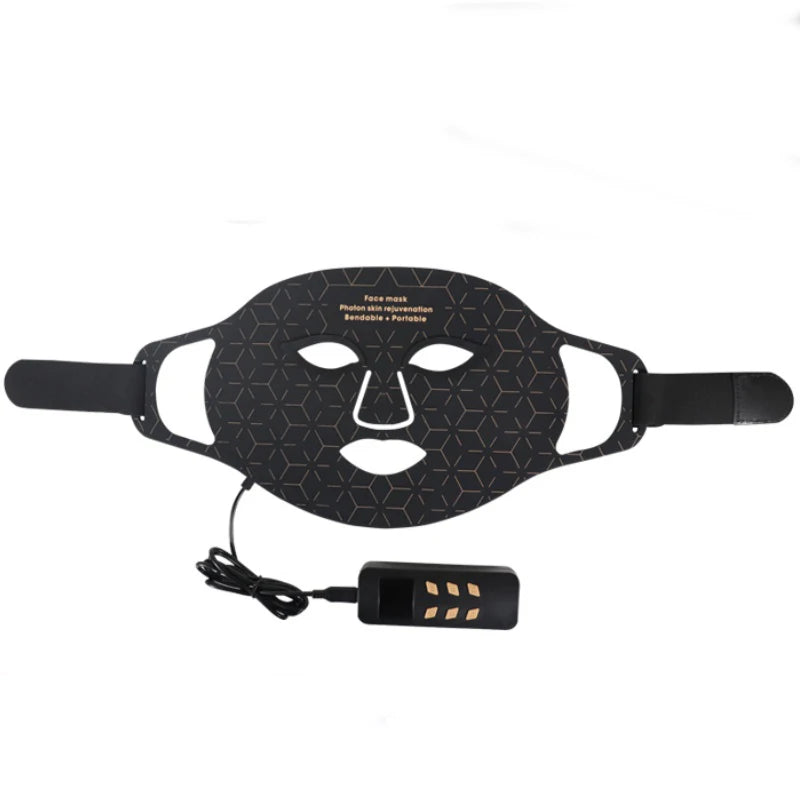 Flexible Silicone LED Face & Neck Mask - Red Light Photon Therapy for Wrinkle Repair & Skin Brightening