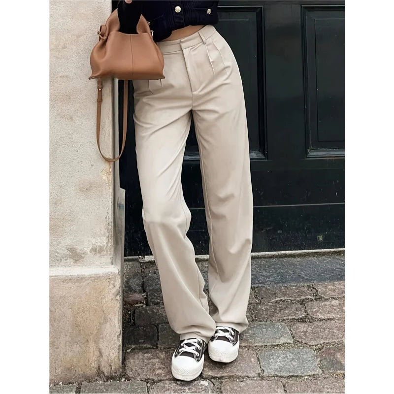 Simple & Elegant Solid Color Pocket Pants for Women