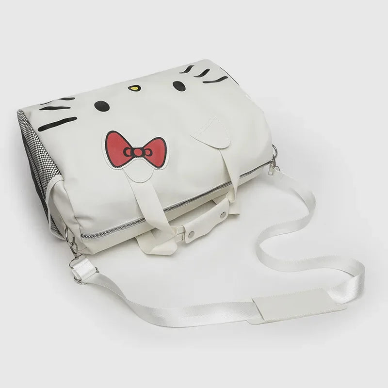 Hello Kitty Cylinder Travel Bag - Large Capacity Weekender Duffle with Shoe Compartment, Crossbody Gym & Sports Shoulder Bag
