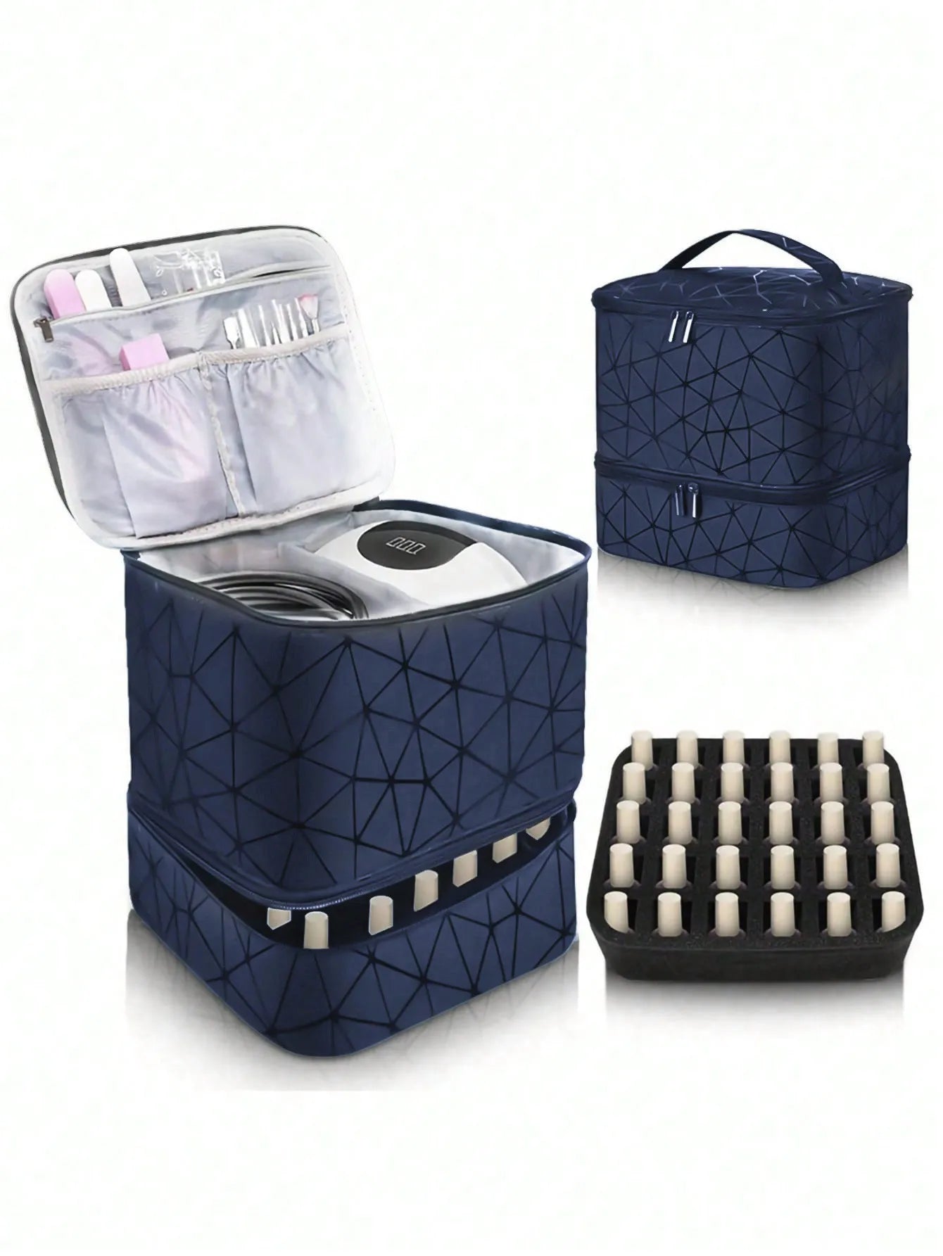 Women's Double-Layer Nail Polish Storage Bag - Portable Travel Organizer & Multi-Function Nail Salon Case for Polish, Tools & Accessories