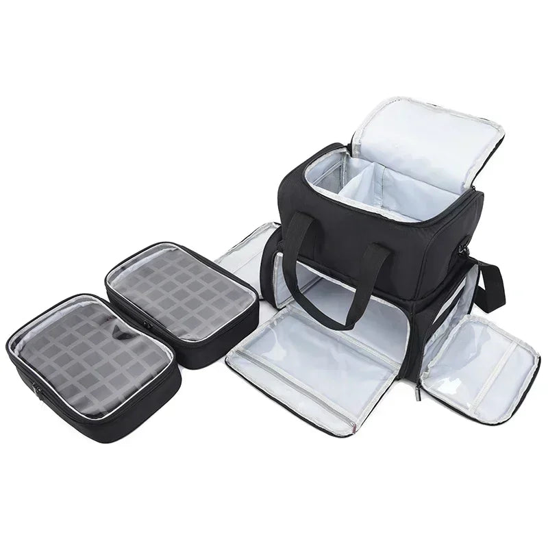 Portable 2-Layer Nail Polish Storage Bag - Women's Travel Nail Essentials Organizer, Multi-Function Cosmetic Storage Box with Shoulder Strap