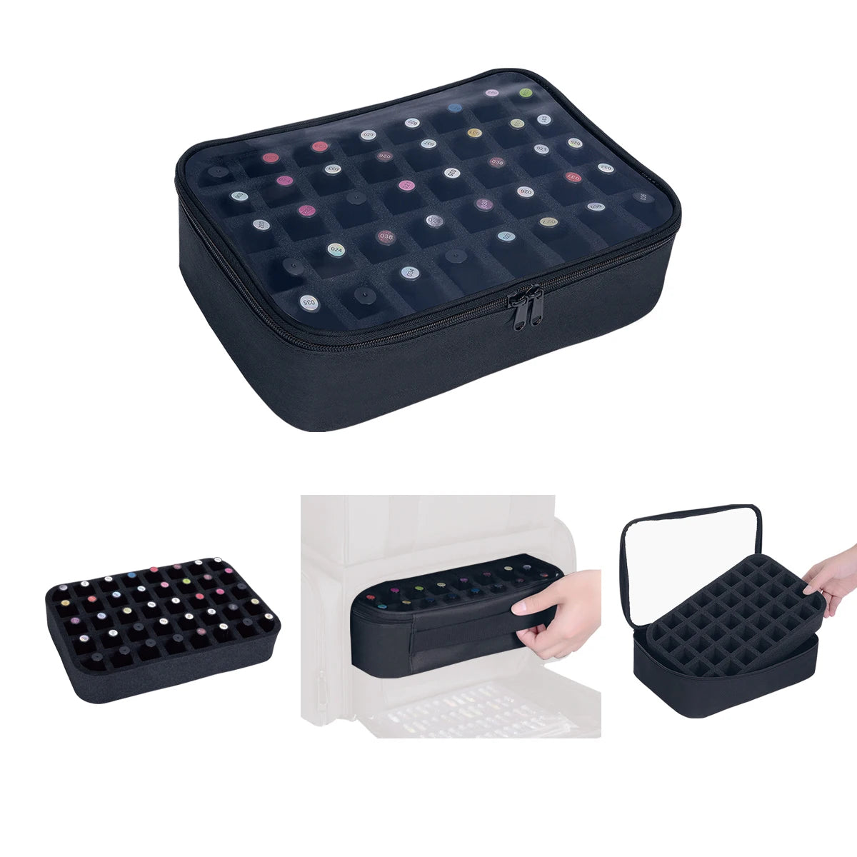 40 Bottle Nail Polish Storage Bag- Portable Multi-Color Handheld Cosmetic Case, Holds Up to 40 (15ml) Bottles, Nail Drill Organizer.