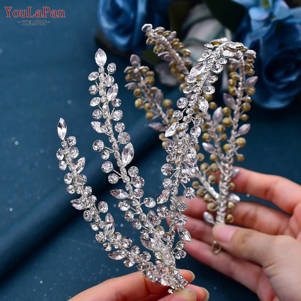 Rhinestone Bohemian Bridal Headband – Crystal Wedding Hair Accessories & Tiara Headpiece for Brides & Women