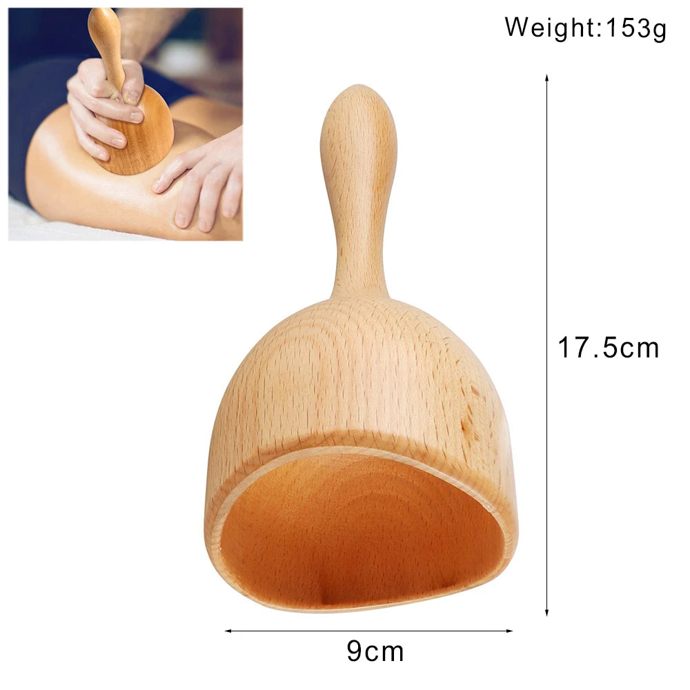 Wood Therapy Massage Tools Set - Wooden Gua Sha Board, Scraper & Massage Roller for Cellulite, Lymphatic Drainage & Muscle Relief