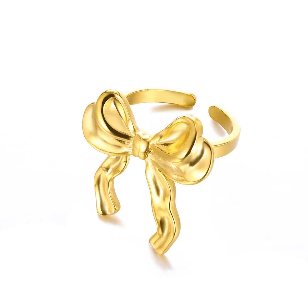 Pink-Gold Tone Rings for Women - Waterproof Stainless Steel Aesthetic Wedding Costume Jewelry