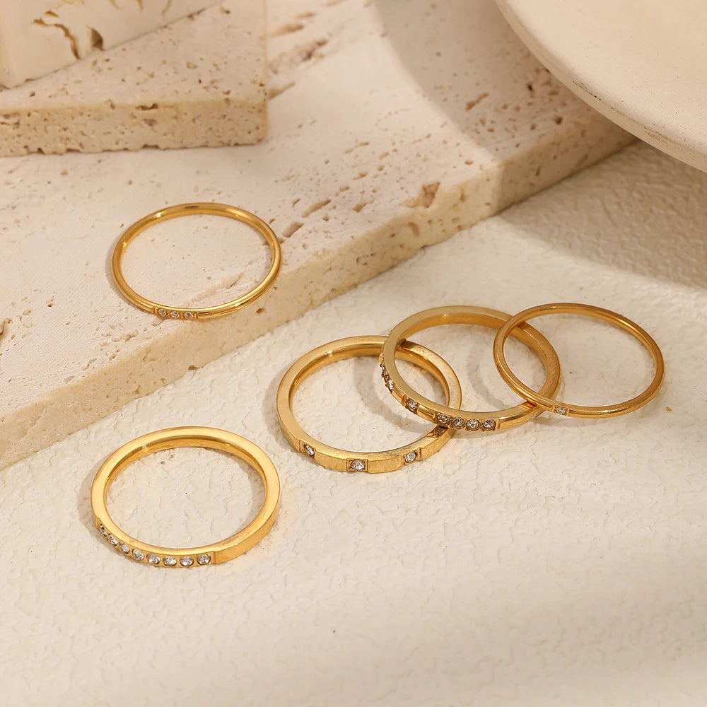 Tarnish-Free Dainty Gold Rings for Women-18k Gold Plated Stainless Steel Knuckle Rings, Waterproof Minimalist Stackable Jewelry