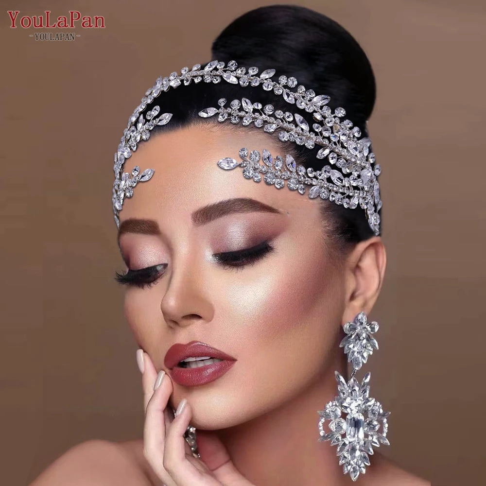 Rhinestone Bohemian Bridal Headband – Crystal Wedding Hair Accessories & Tiara Headpiece for Brides & Women