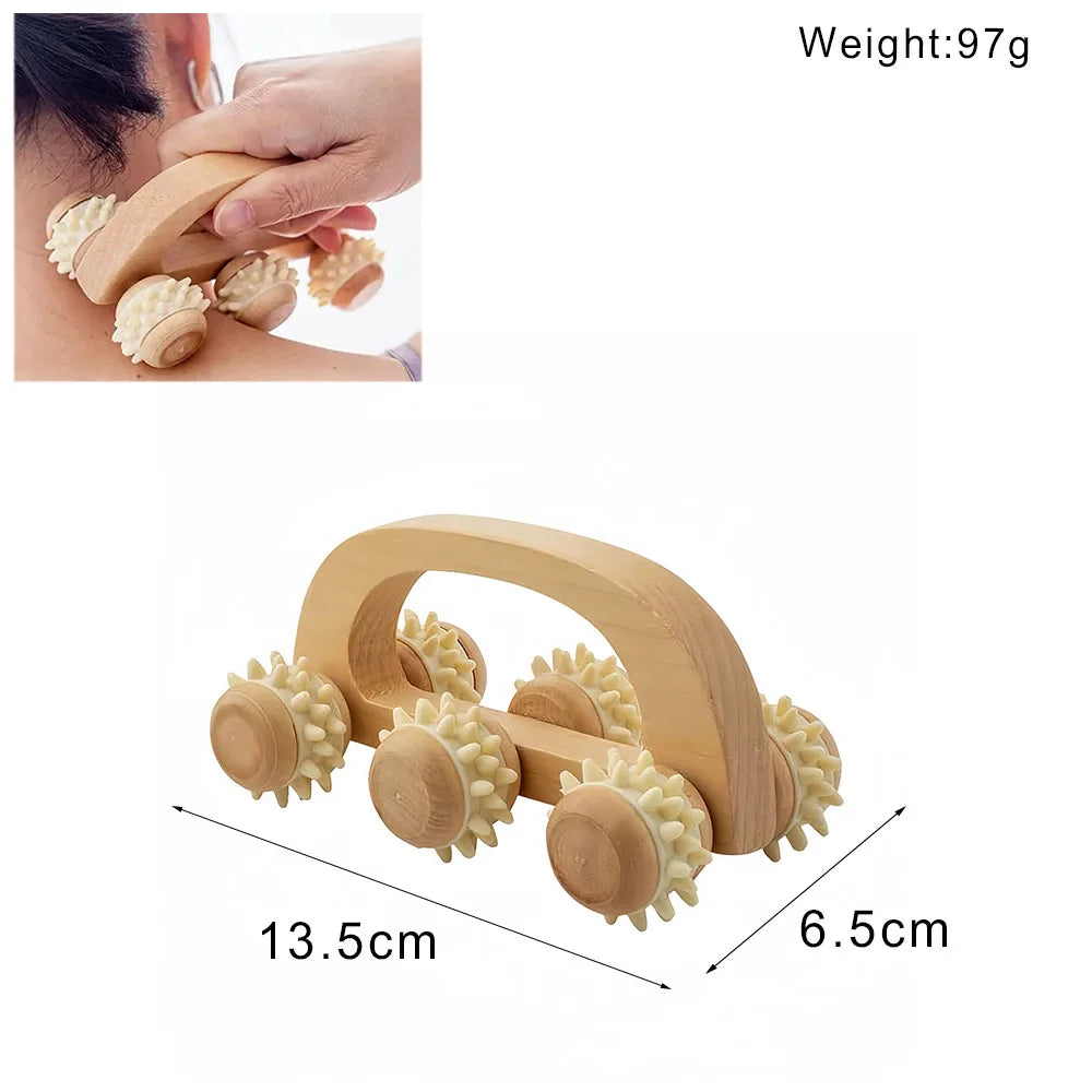 Wood Therapy Massage Tools Set - Wooden Gua Sha Board, Scraper & Massage Roller for Cellulite, Lymphatic Drainage & Muscle Relief