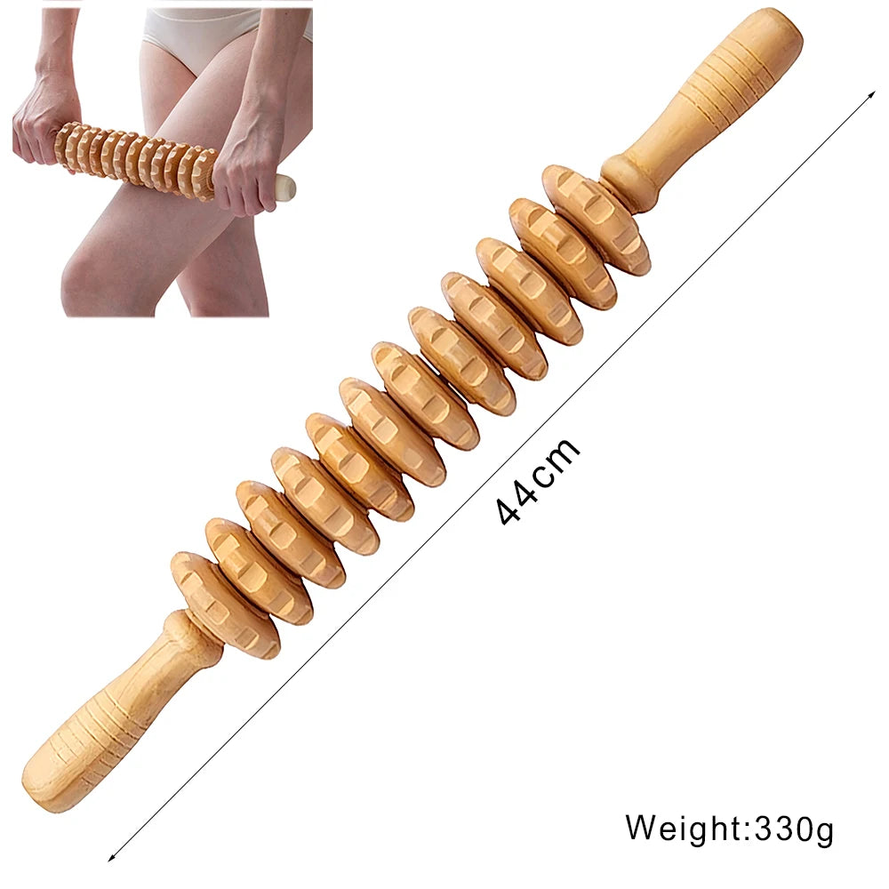 Wood Therapy Massage Tools Set - Wooden Gua Sha Board, Scraper & Massage Roller for Cellulite, Lymphatic Drainage & Muscle Relief