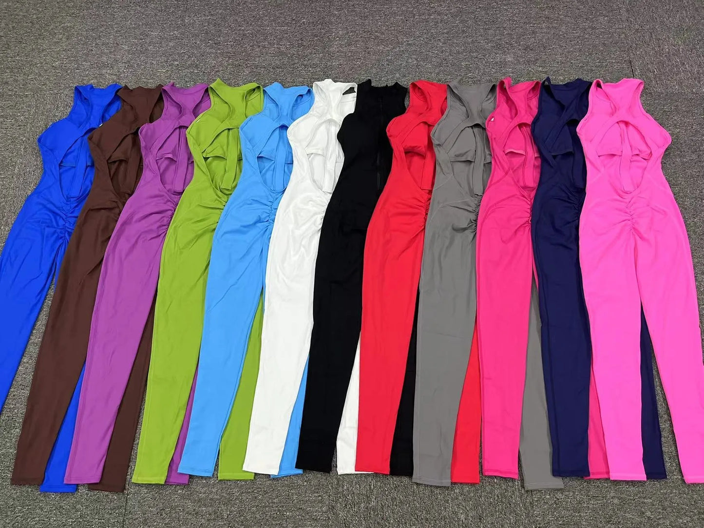 New Zip Up Rompers Scrunch Butt Yoga Sets Sleeveless pants Jumpsuit for Women Fitness Gym Clothing Workout Open Back Sports Suit