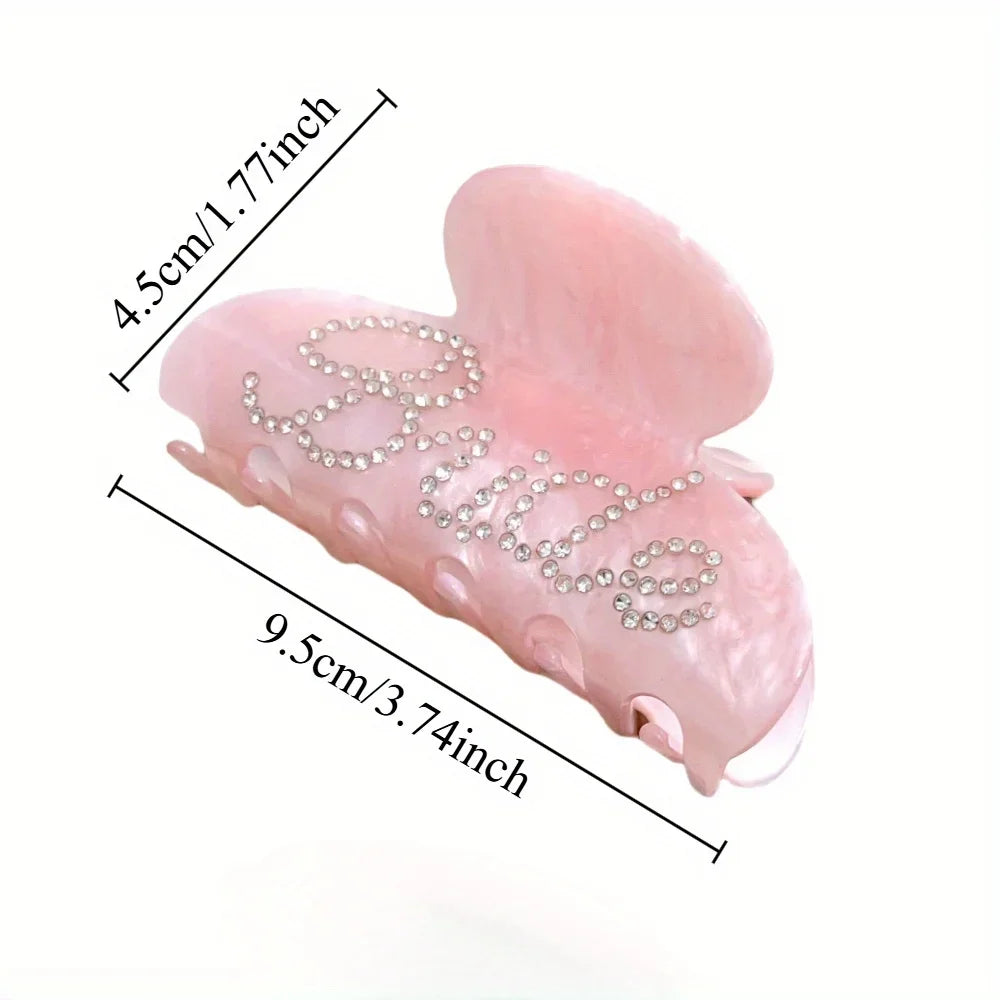 Bride Hair Claw Clip – White Ponytail Holder with Rhinestone Bride Letter Design for Weddings & Bridal Parties