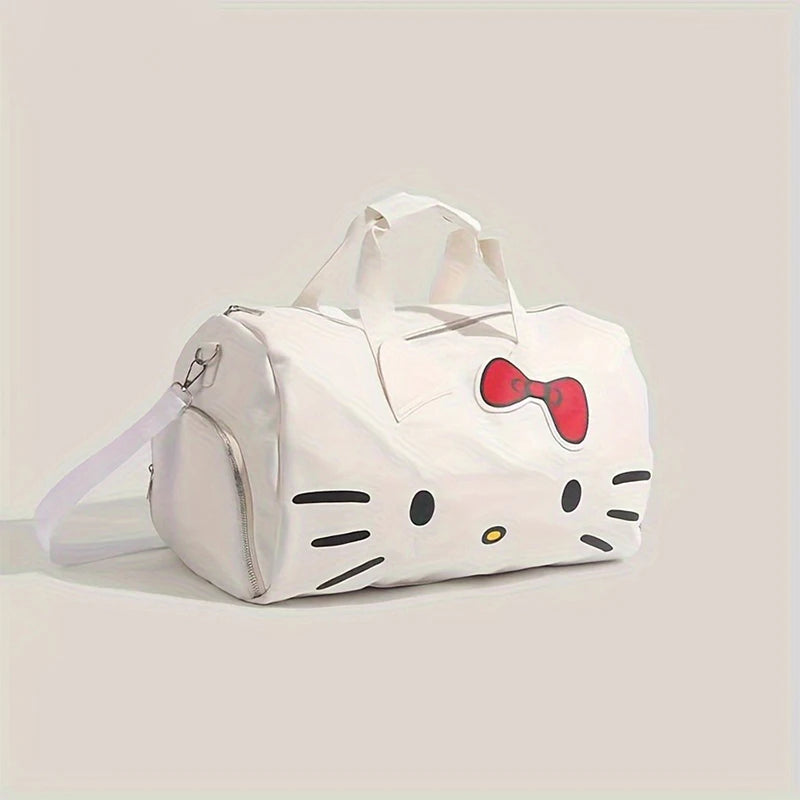 Hello Kitty Cylinder Travel Bag - Large Capacity Weekender Duffle with Shoe Compartment, Crossbody Gym & Sports Shoulder Bag