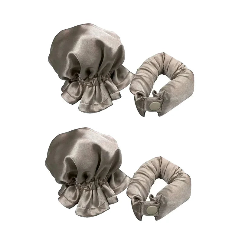 Mini Heatless Silk Curling Rods with Matching Mini Bonnets - No - Heat Curling Set for Kids & Short Hair