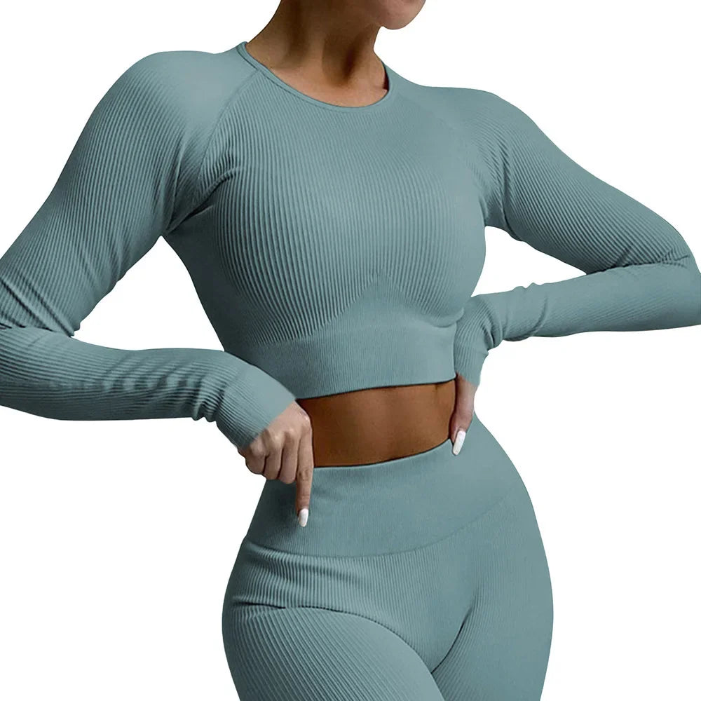 Seamless Ribbed Yoga Set Fitness Sportswear for Ultimate Performance