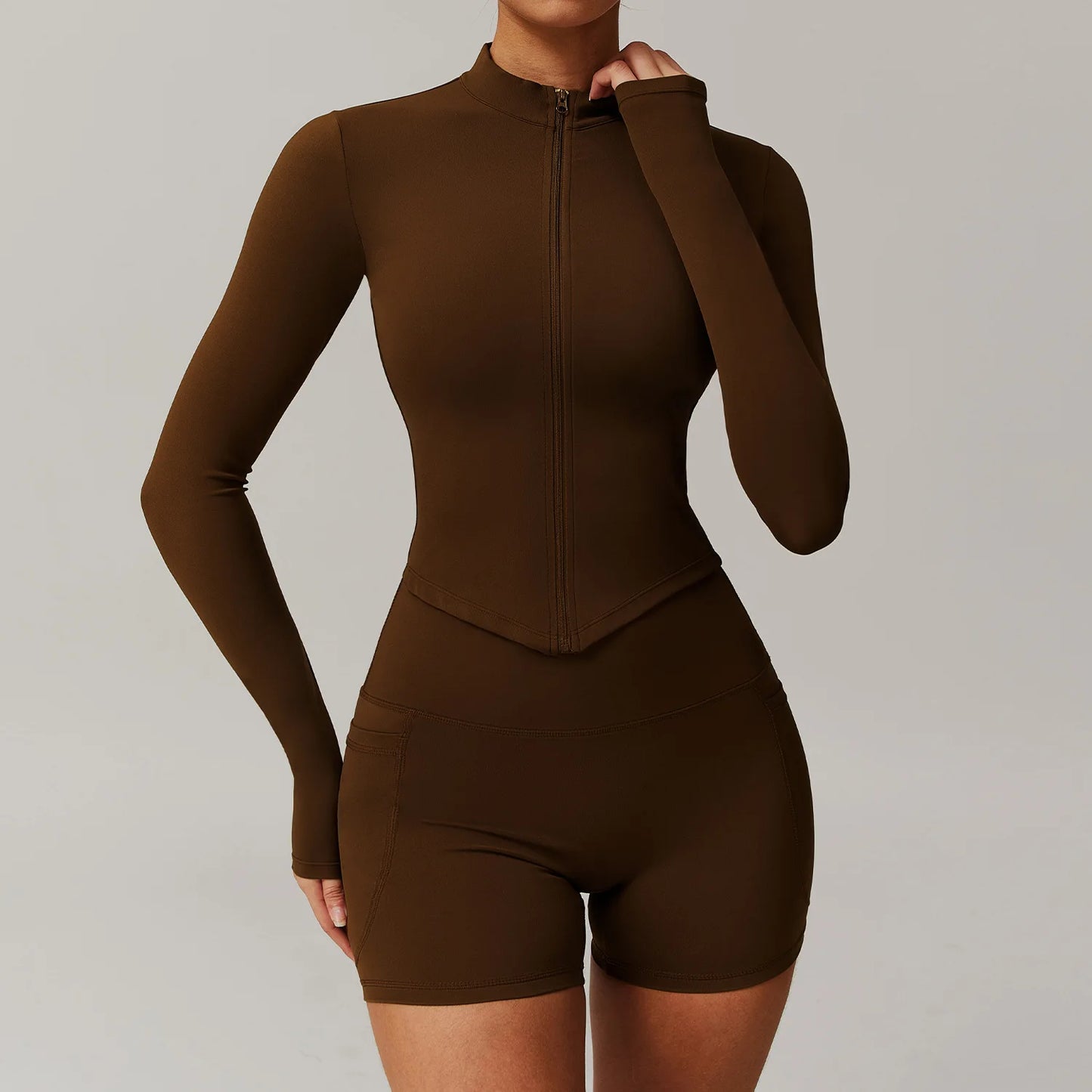 2 Pieces Yoga Set Fitness Jacket Long Sleeve High Waist Leggings Sports Suit