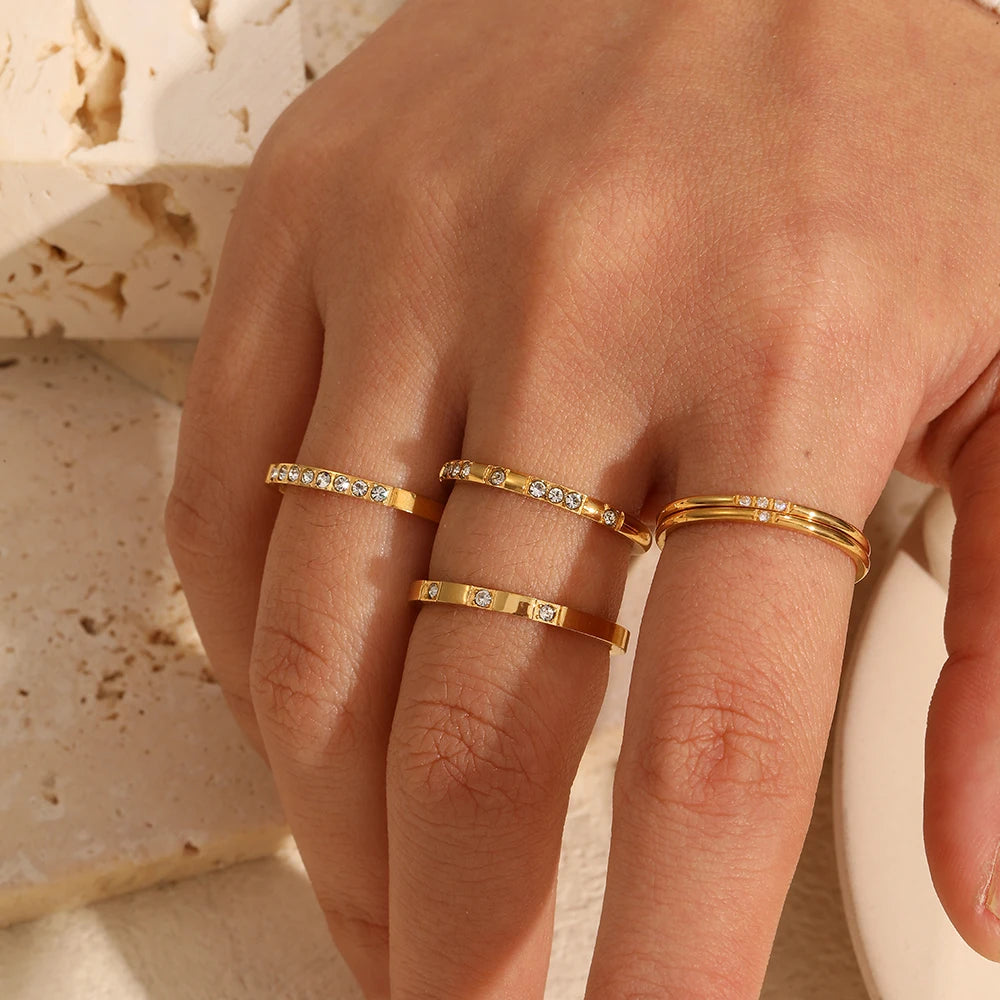 Tarnish-Free Dainty Gold Rings for Women-18k Gold Plated Stainless Steel Knuckle Rings, Waterproof Minimalist Stackable Jewelry