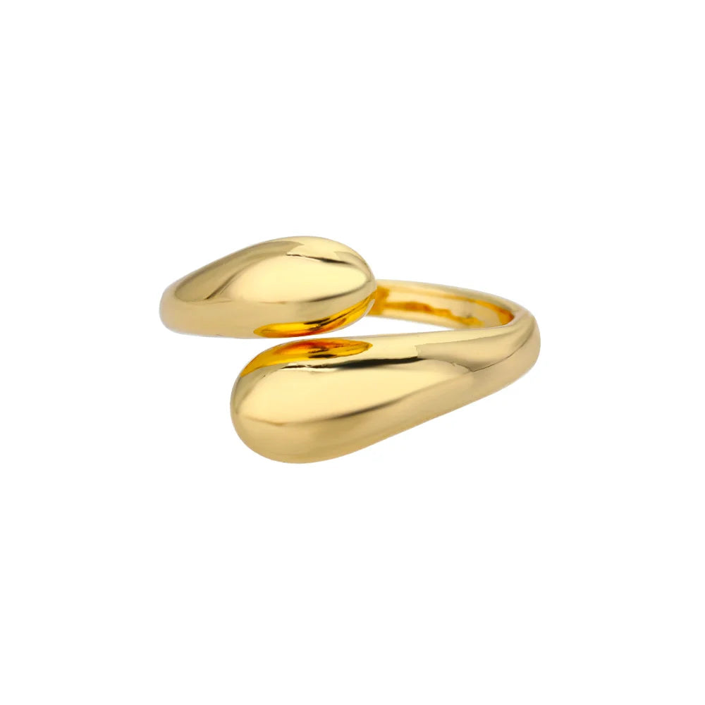 316L Stainless Steel Geometric Open Ring for Women - Gold Color, Waterproof & Tarnish-Resistant Vintage Aesthetic Jewelry