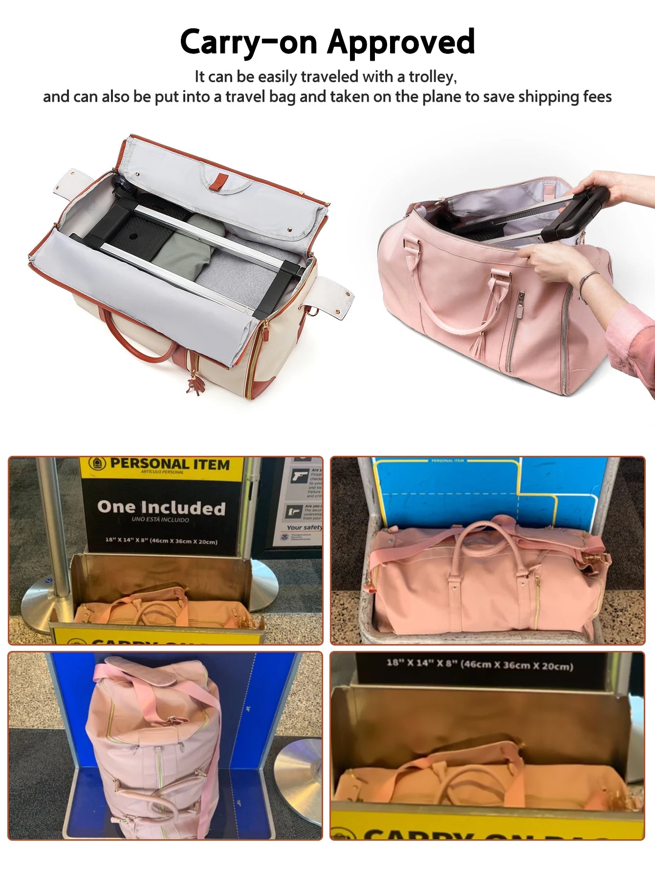 55L Travel Garment Bag-Weekender Carry On Luggage with Shoe Bag & Trolley Strap, Portable Suitcase for Business & Overnight Trips
