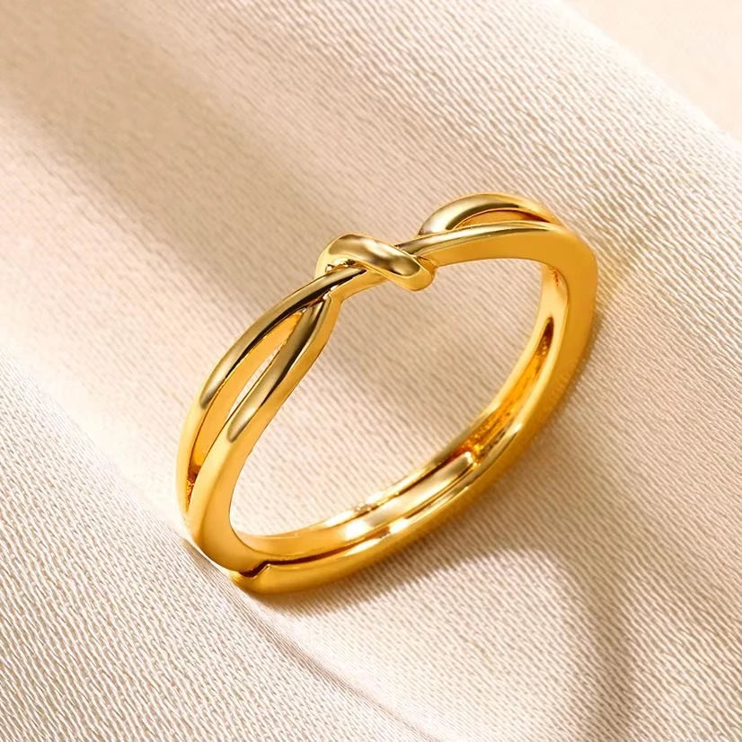 316L Stainless Steel Geometric Open Ring for Women - Gold Color, Waterproof & Tarnish-Resistant Vintage Aesthetic Jewelry