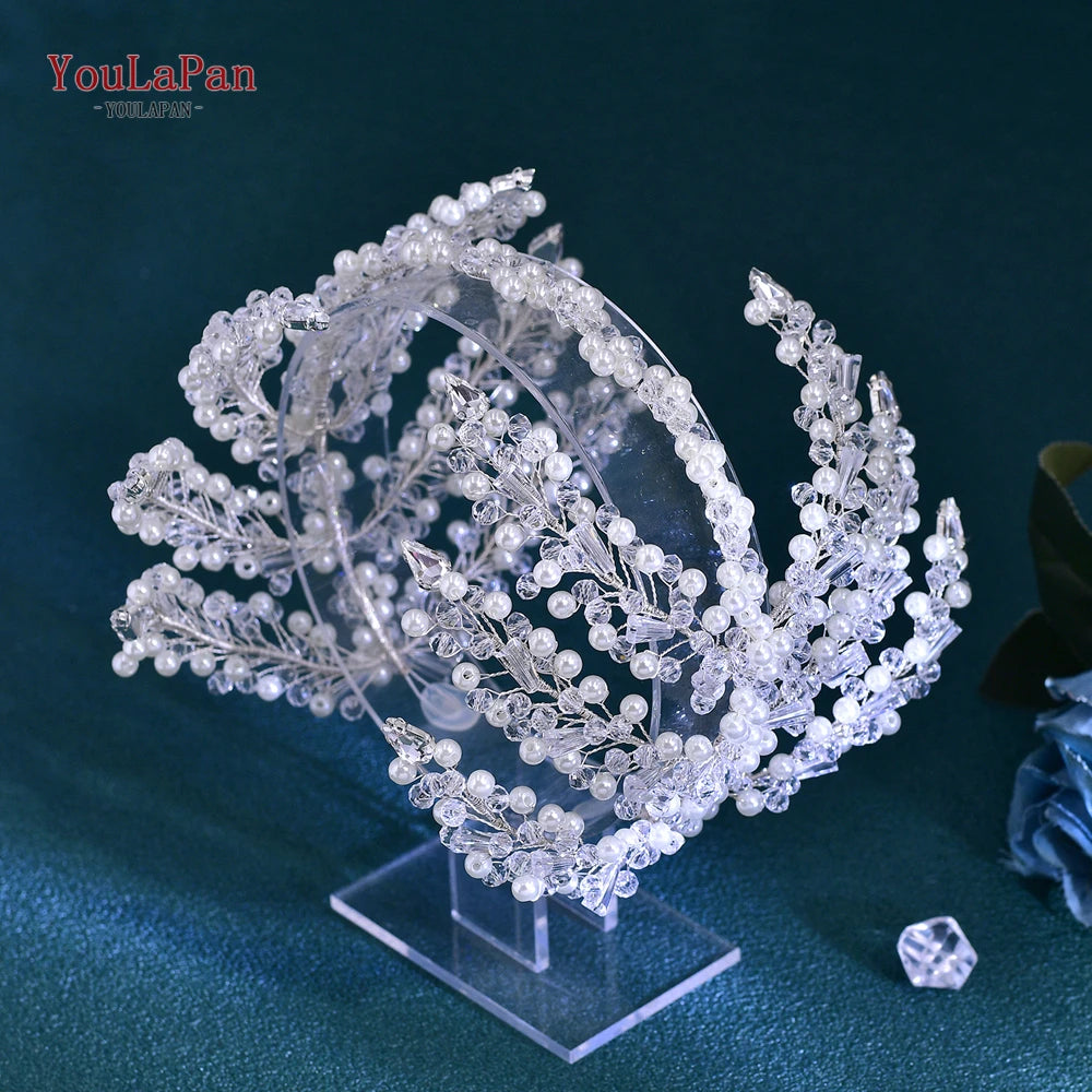 Rhinestone Bohemian Bridal Headband – Crystal Wedding Hair Accessories & Tiara Headpiece for Brides & Women