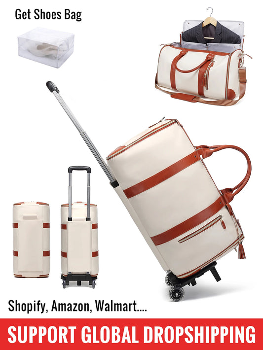 55L Travel Garment Bag-Weekender Carry On Luggage with Shoe Bag & Trolley Strap, Portable Suitcase for Business & Overnight Trips
