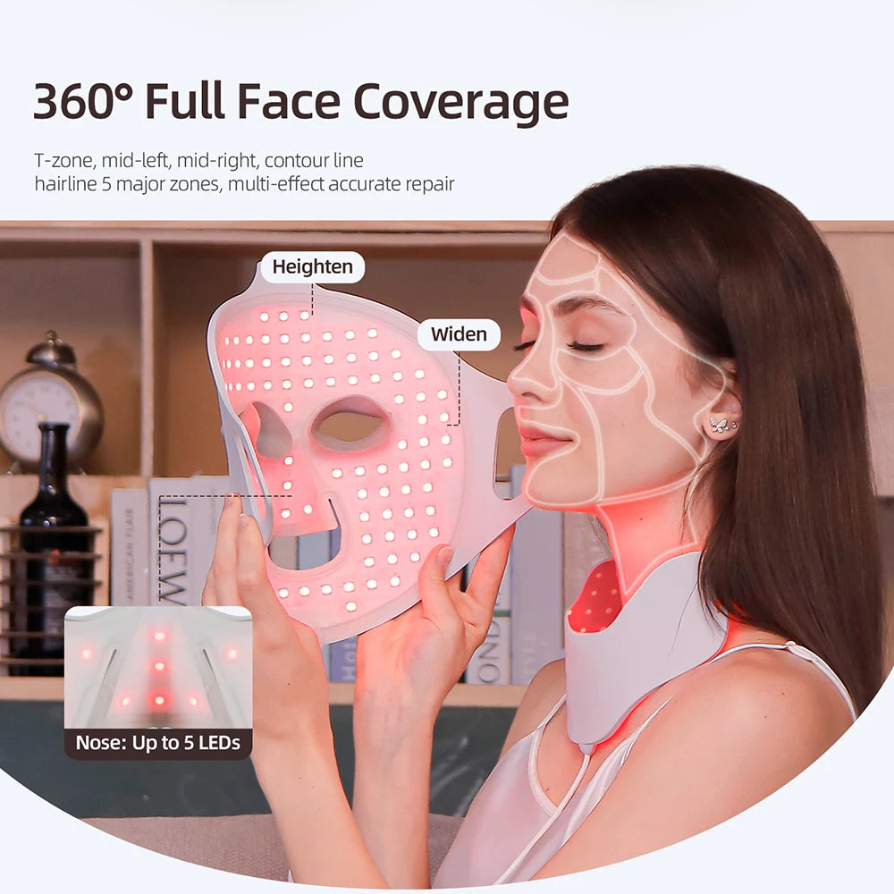 7 - Color LED Face & Neck Mask - Wireless Silicone Photon Therapy for Anti-Aging & Skin Repair