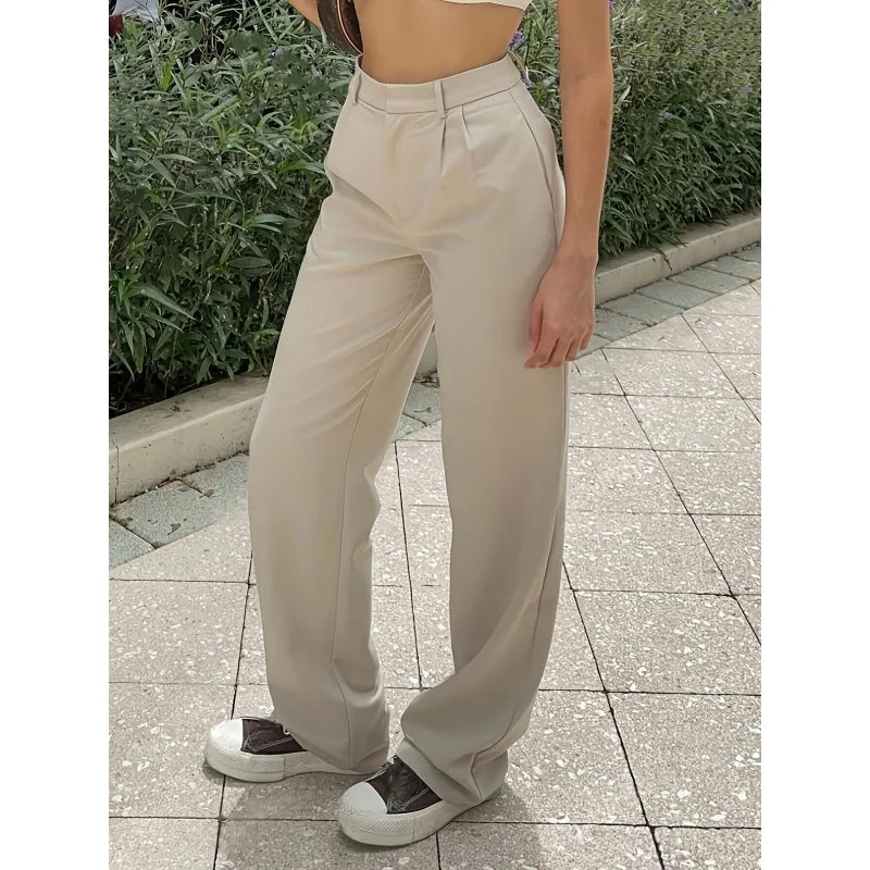 Simple & Elegant Solid Color Pocket Pants for Women