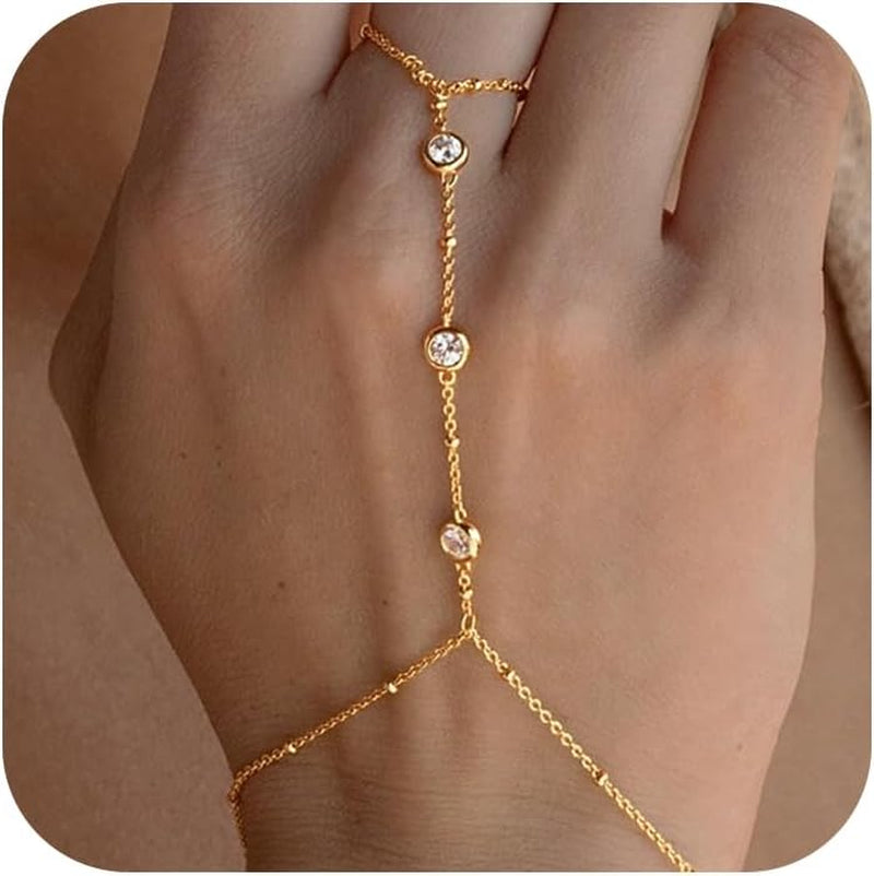 Gold Bracelets for Women Waterproof, 14K Real Gold Jewelry Sets Trendy Thin Dainty Stackable Cuban Link Paperclip Chain Bracelet Pack Fashion Accessories Gifts for Womens