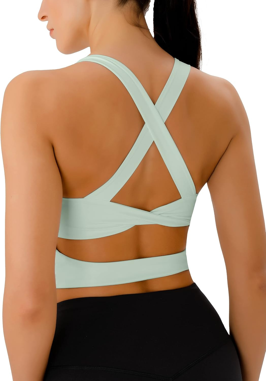 Sports Bras for Women Criss-Cross Back Padded Workout Tank Tops Medium Support Crop Tops 